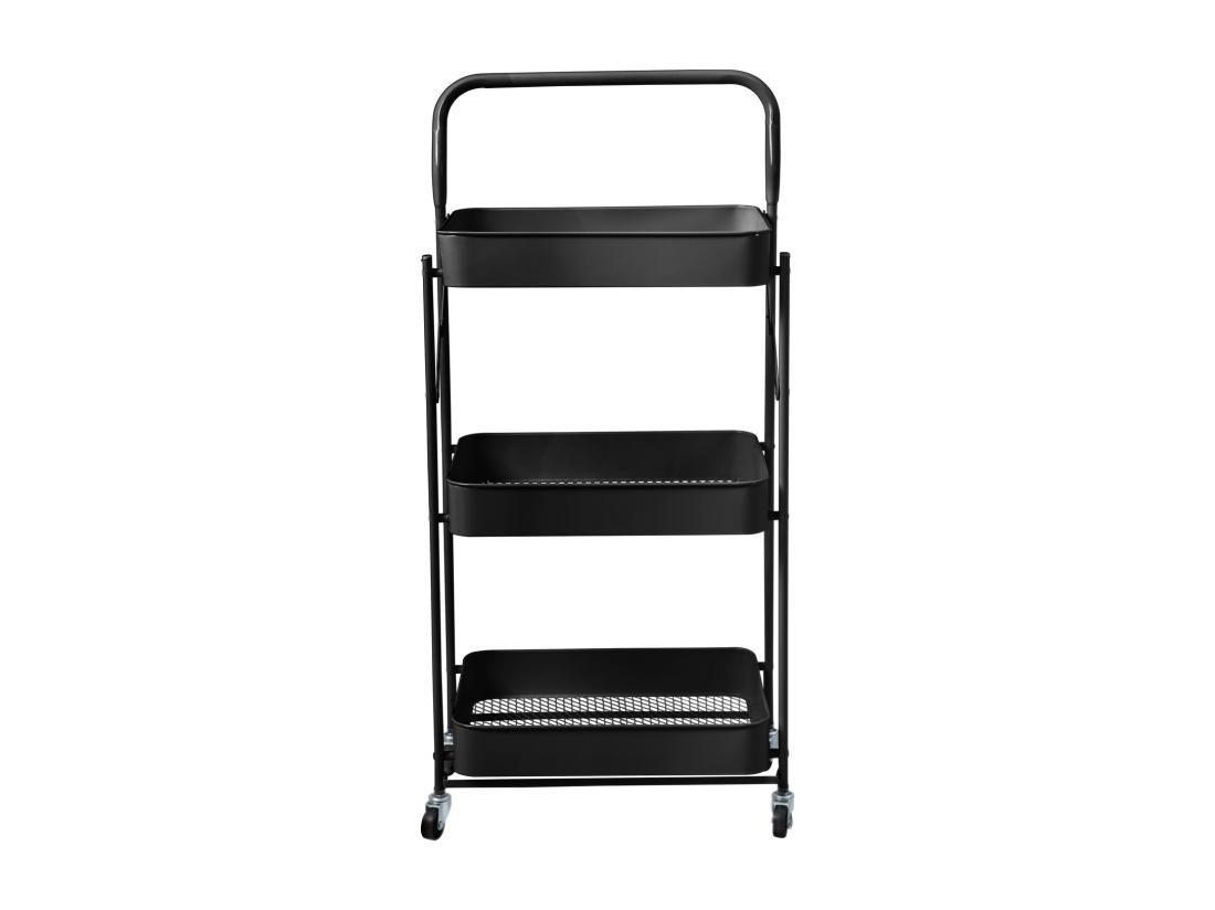 Vente Unique SVITA Chariot De Service à Roulettes Pliable 3 Niveaux Avec Poignée Noir