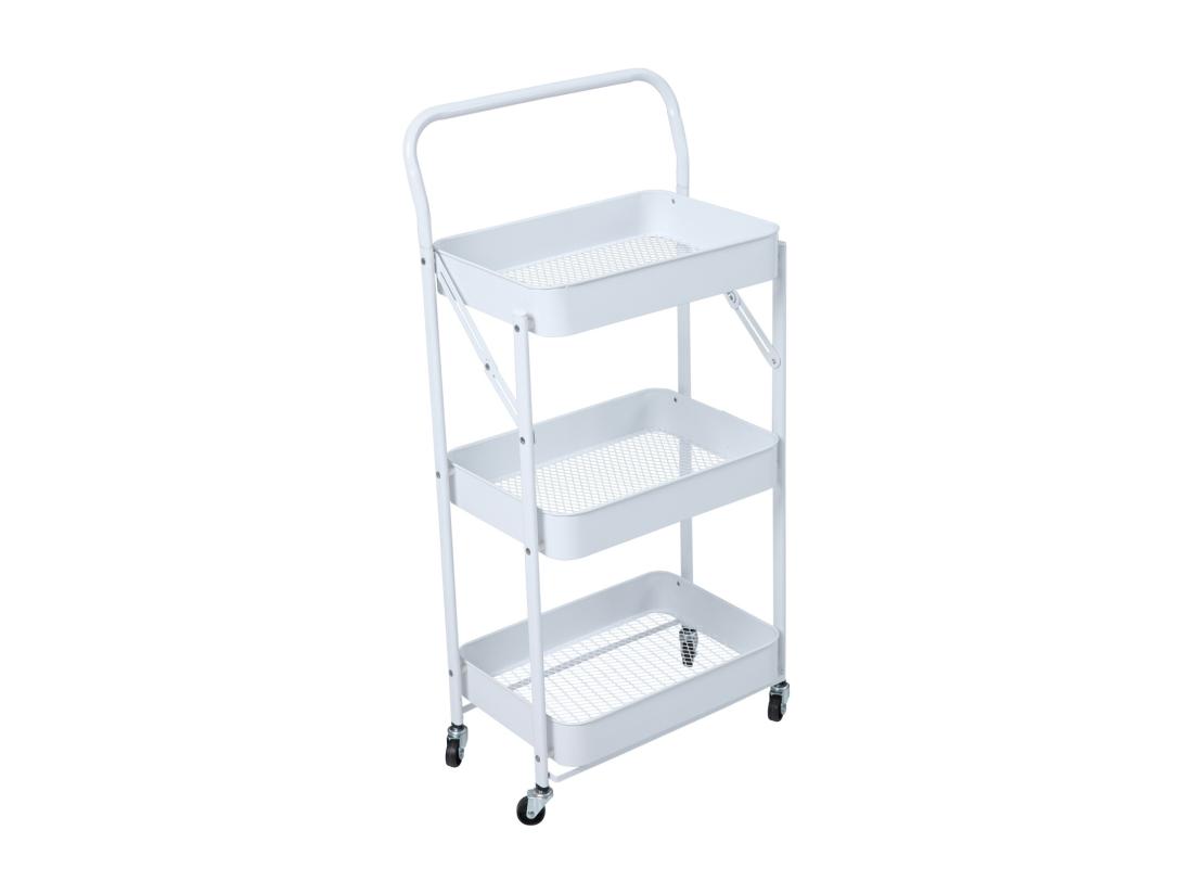 vente unique SVITA Chariot de service à roulettes pliable 3 niveaux avec poignée blanc