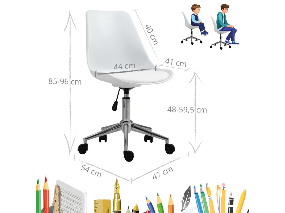 Vente Unique SVITA EDDY Chaise De Bureau Pour Enfants Chaise Pivotante Chaise De Bureau Pour Enfants Blanc