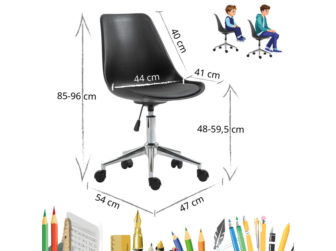 Vente Unique SVITA EDDY Chaise De Bureau Pour Enfants Chaise Pivotante Chaise De Bureau Pour Enfants Noir