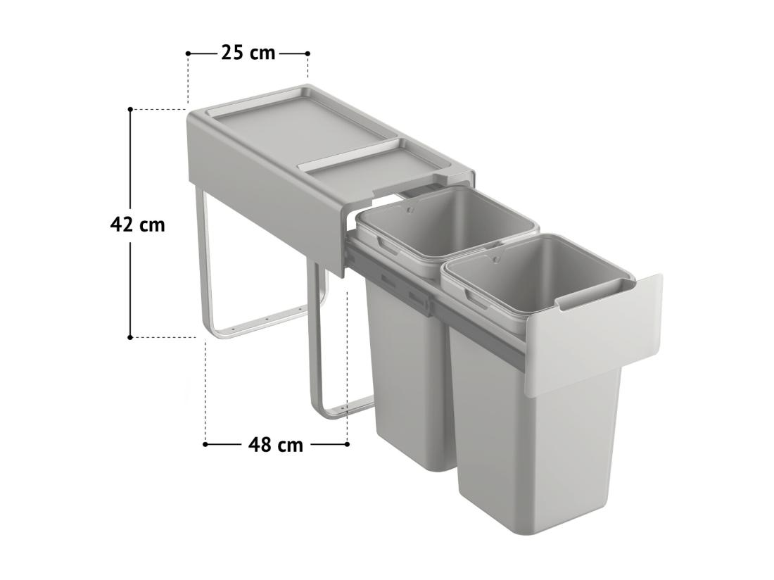 vente unique SVITA EM2x14 Poubelle encastrable 28L (2x14L) 2 compartiments avec couvercle système de séparation des déchets