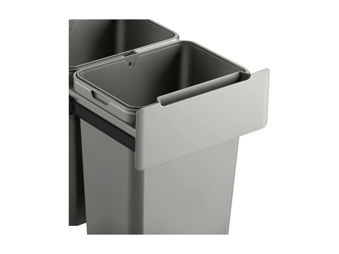 Vente Unique SVITA EM2x20 Poubelle Encastrable 40L (2x20L) 2 Compartiments Avec Couvercle Système De Tri Des Déchets 2 Voies