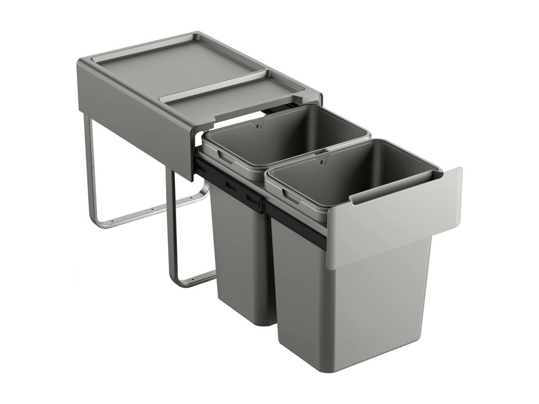 vente unique SVITA EM2x20 Poubelle encastrable 40L (2x20L) 2 compartiments avec couvercle système de tri des déchets 2 voies