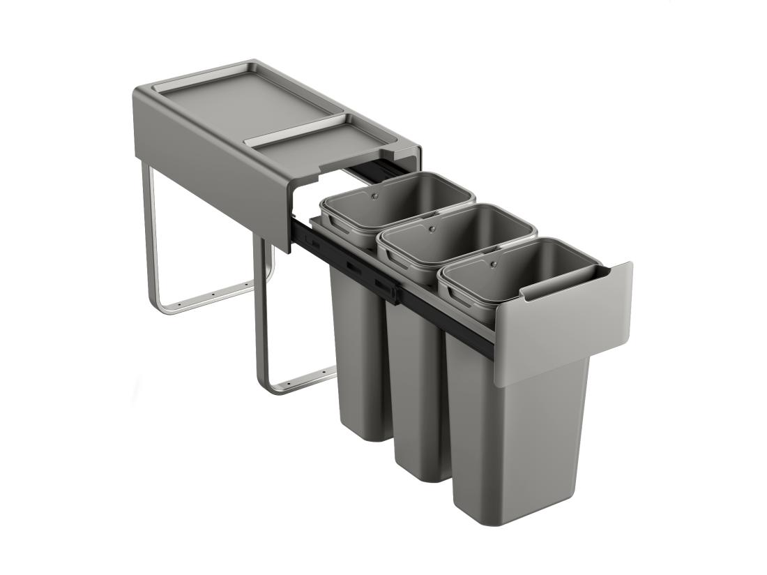 Vente Unique SVITA EM3x10 Poubelle Encastrable 30L (3x10L) 3 Compartiments Avec Couvercle