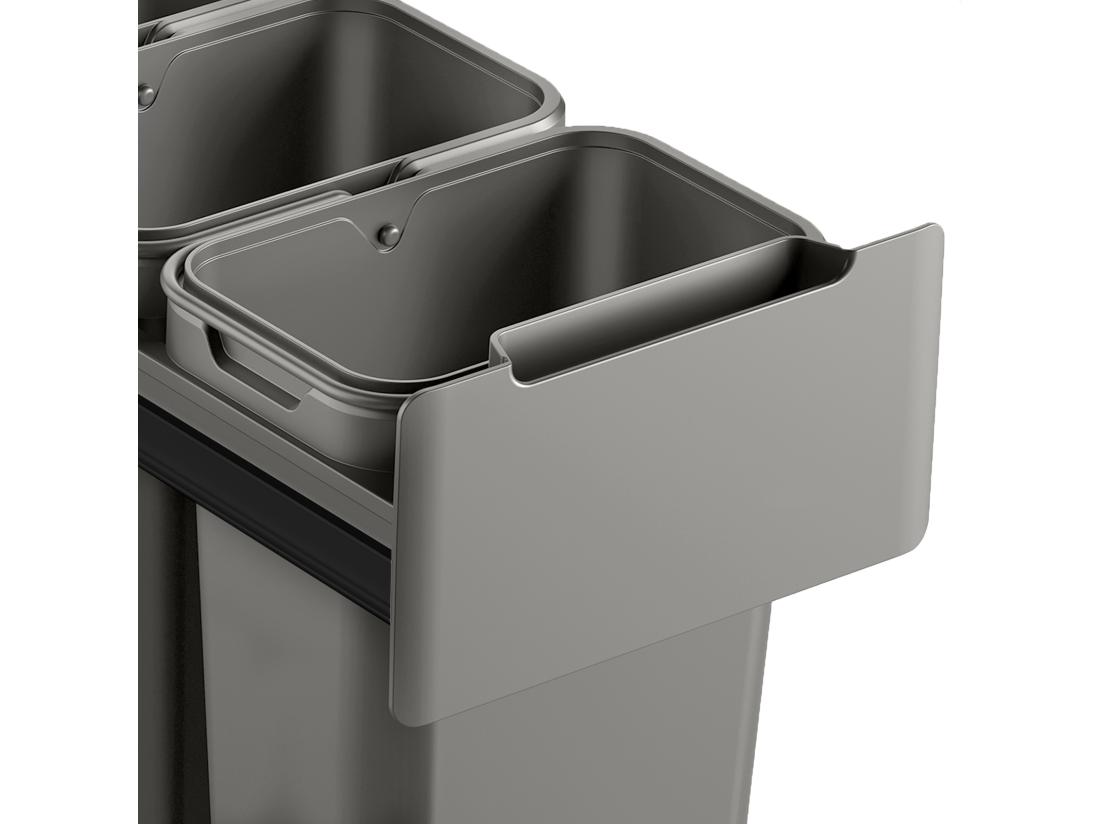 Vente Unique SVITA EM3x10 Poubelle Encastrable 30L (3x10L) 3 Compartiments Avec Couvercle