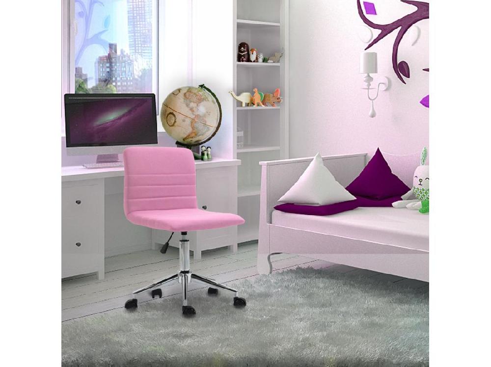 vente unique SVITA LINUS chaise de bureau chaise pivotante pour enfant chaise de bureau chambre d'enfant revêtement en tissu rose