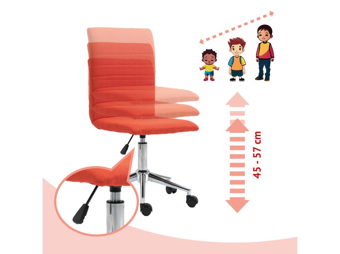 Vente Unique SVITA LINUS Chaise De Bureau Chaise Pivotante Pour Enfant Chaise De Bureau Chambre D'enfant Revêtement En Tissu Rouge