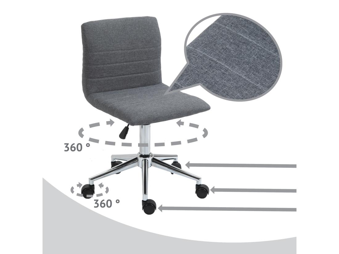 Vente Unique SVITA LINUS Chaise De Bureau Chaise Pivotante Pour Enfant Chaise De Bureau Chambre D'enfant Revêtement En Tissu Gris