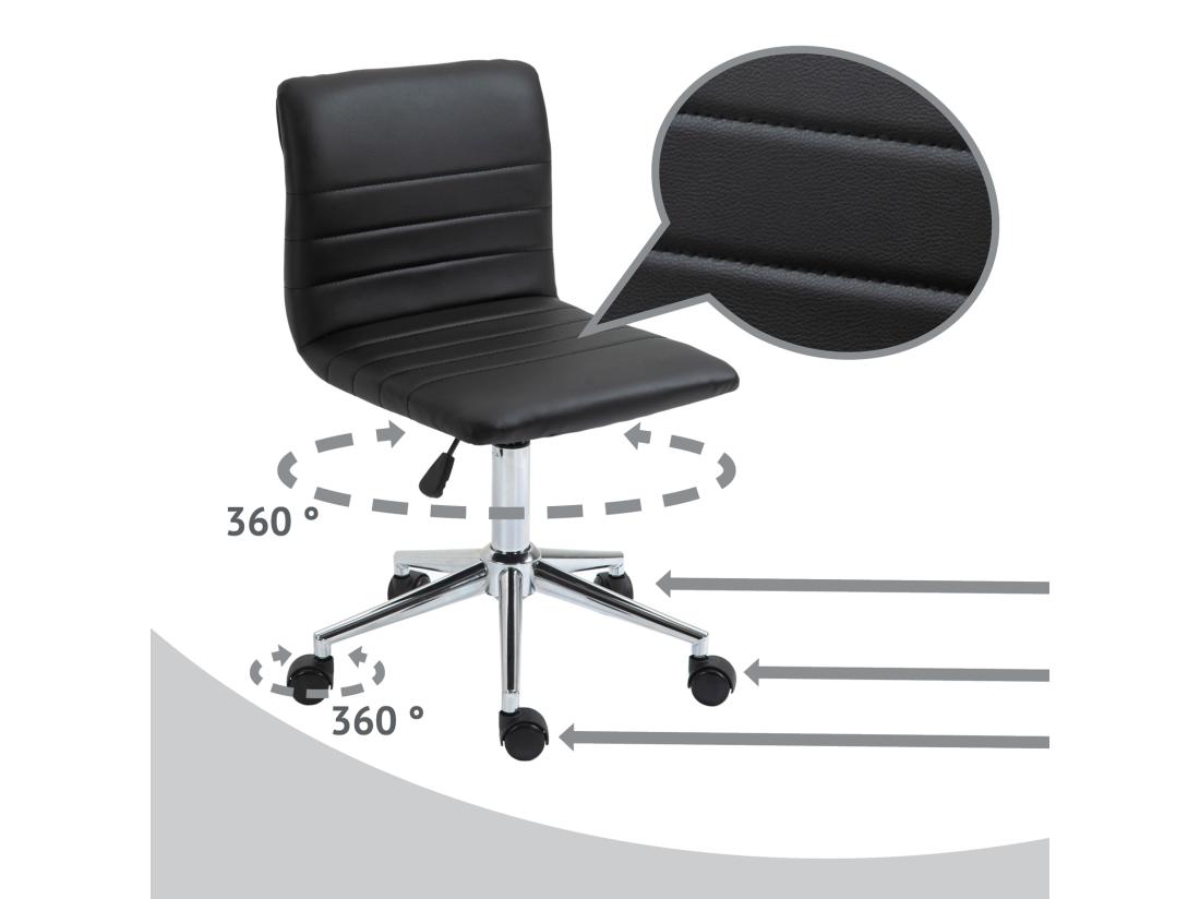 vente unique SVITA LINUS chaise de bureau chaise pivotante pour enfant revêtement en simili cuir noir