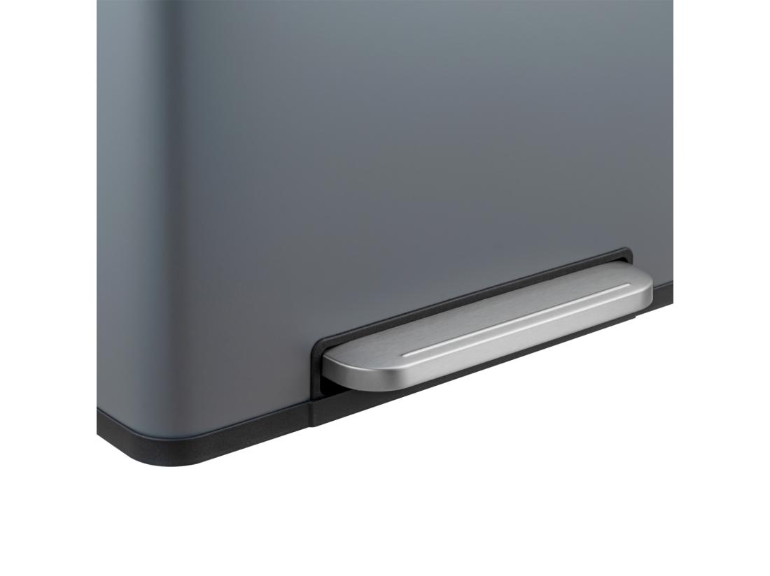Vente Unique SVITA LT2X30 Poubelle 60l Poubelle à Pédale 2 Compartiments Avec Couvercle Gris