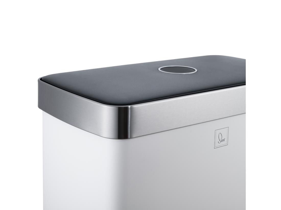 Vente Unique SVITA LT2X30 Poubelle 60l Poubelle à Pédale 2 Compartiments Avec Couvercle Blanc