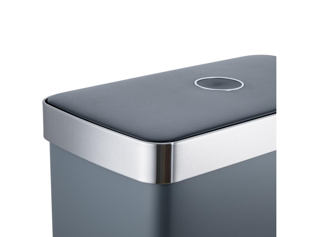 vente unique SVITA LT2X30 Poubelle 60l Poubelle à pédale 2 compartiments avec couvercle gris