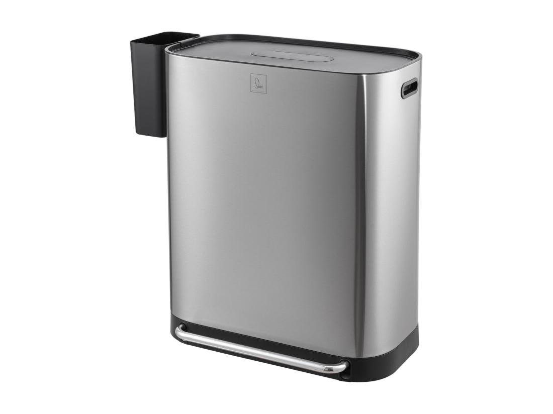 Vente Unique SVITA MLT2X30 Poubelle à Pédale 60l 2 Compartiments Avec Couvercle Argent