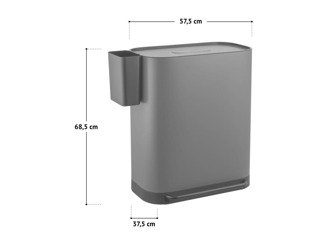 Vente Unique SVITA MLT2X30 Poubelle à Pédale 60l 2 Compartiments Avec Couvercle Argent