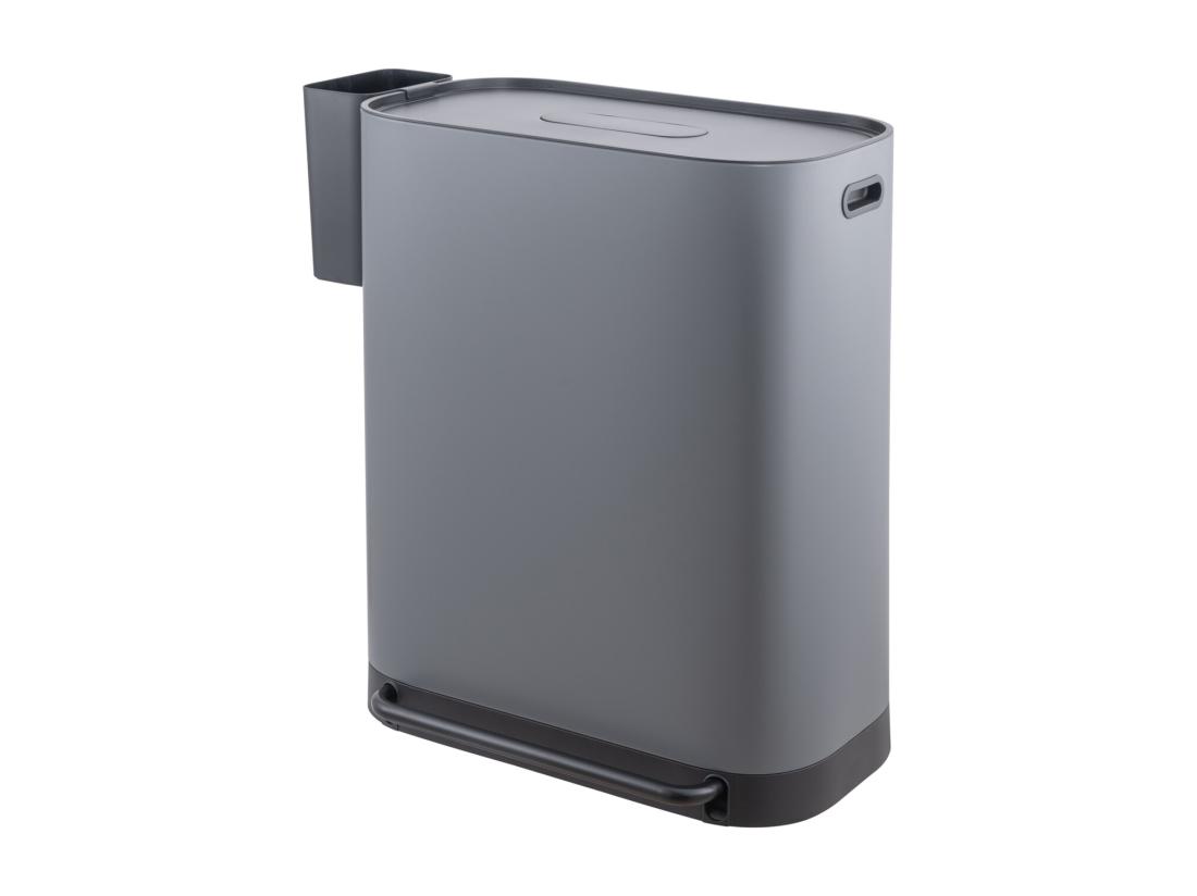 Vente Unique SVITA MLT2X30 Poubelle à Pédale 60l 2 Compartiments Avec Couvercle Gris