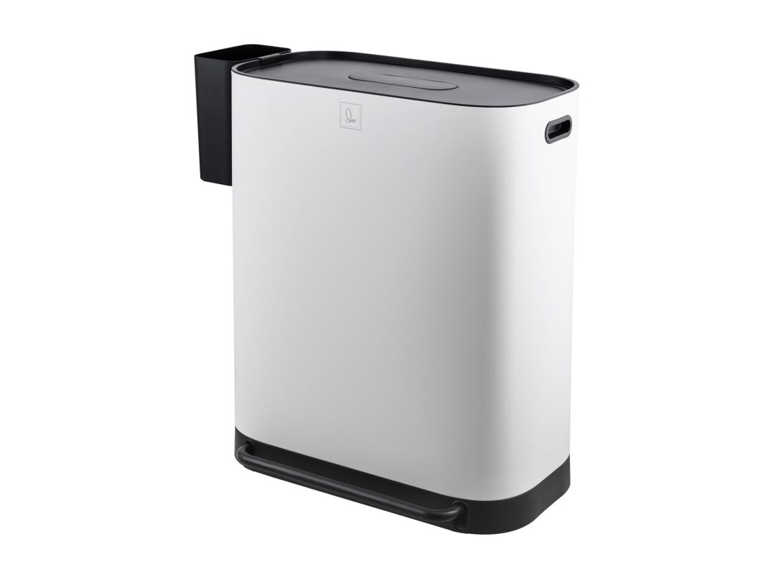 Vente Unique SVITA MLT2X30 Poubelle à Pédale 60l 2 Compartiments Avec Couvercle Blanc