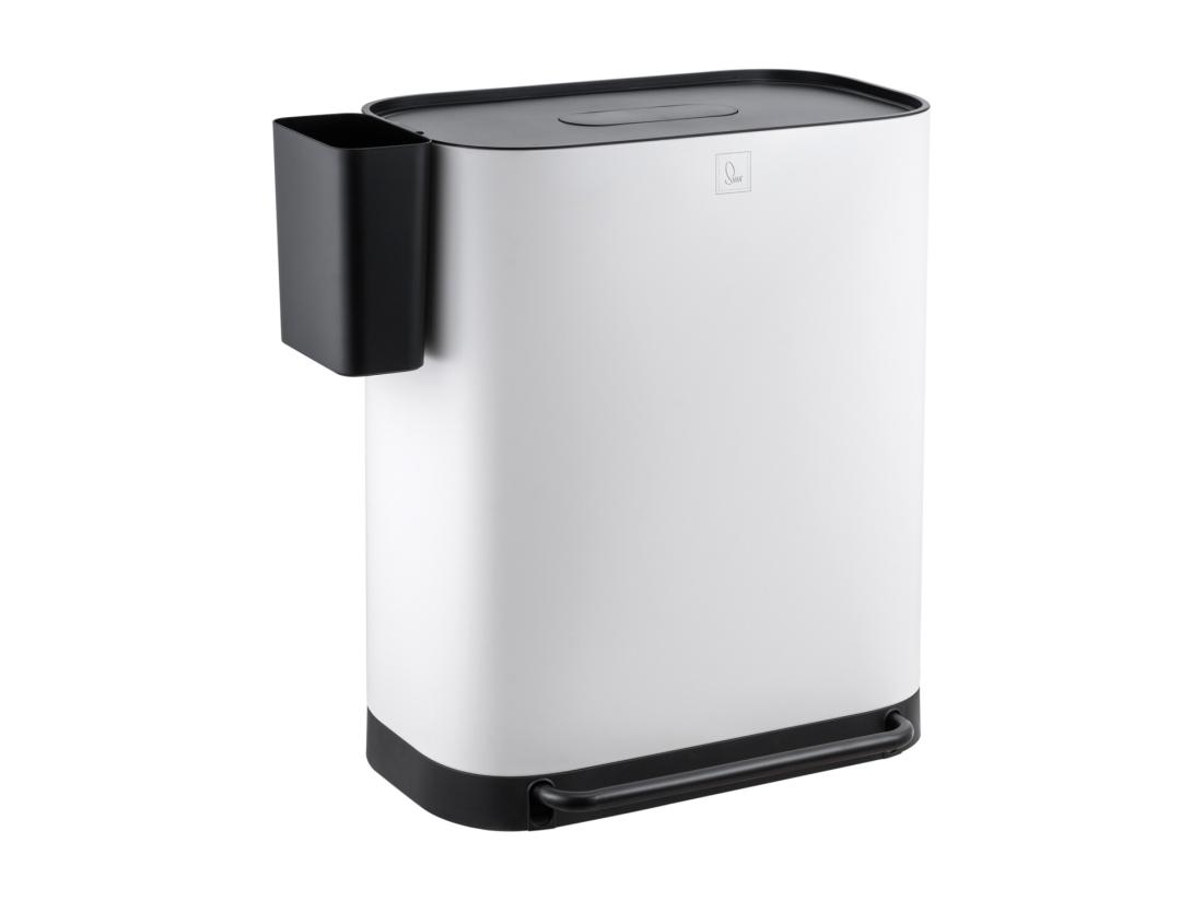 vente unique SVITA MLT2X30 Poubelle à pédale 60l 2 compartiments avec couvercle blanc