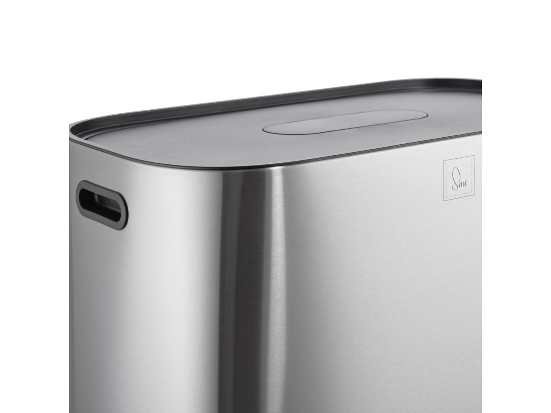 vente unique SVITA MLT2X30 Poubelle à pédale 60l 2 compartiments avec couvercle argent