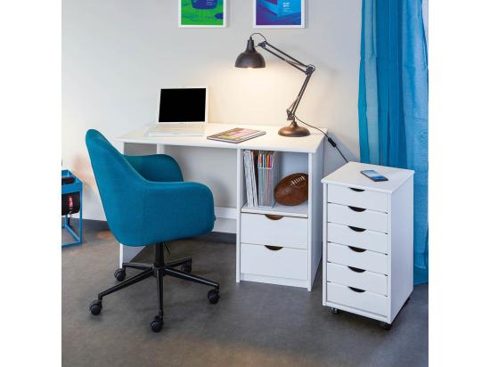 Vente Unique SYDNEY - Caisson 6 Tiroirs Bois Massif Vernis Blanc