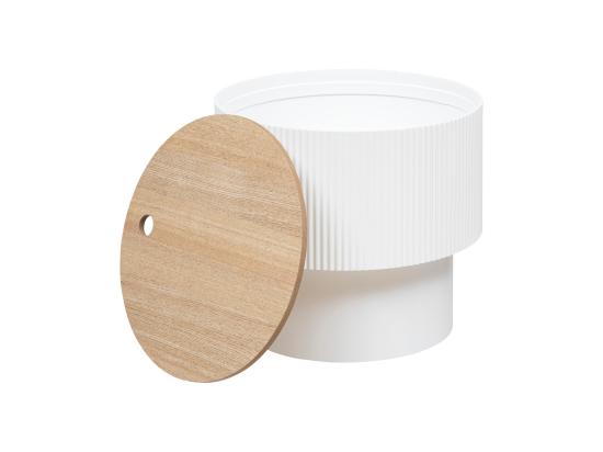Vente Unique Table à Café Avec Coffre De Rangement En Bois Peint Blanc D 38 5 Cm