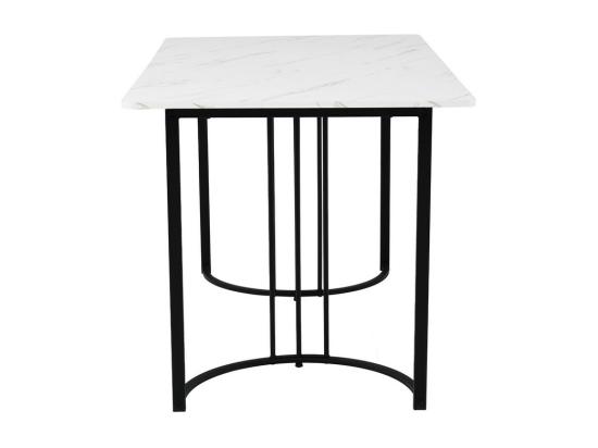 Vente Unique Table à Manger 140x80 Cm Avec Pieds Réglables - Structure En Métal - Placage à Motif Marbre - Blanc & Noir