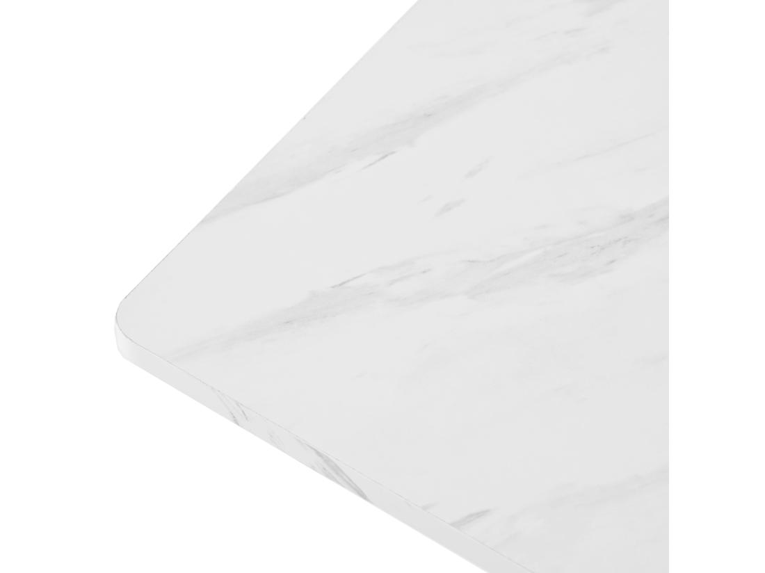Vente Unique Table à Manger 140x80 Cm Avec Pieds Réglables - Structure En Métal - Placage à Motif De Marbre - Blanc & Doré