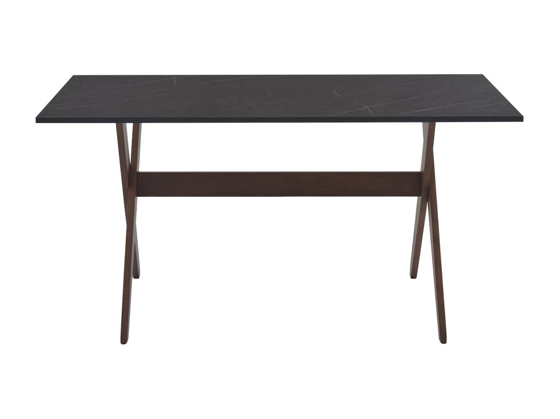 Vente Unique Table à Manger 6 Personnes En MDF Et Hêtre - Anthracite Et Naturel Foncé - SERANI