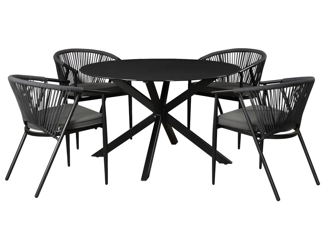 Vente Unique Table à Manger De Jardin Ronde En Aluminium D.120 Cm - Anthracite - PORTOFINO De MYLIA