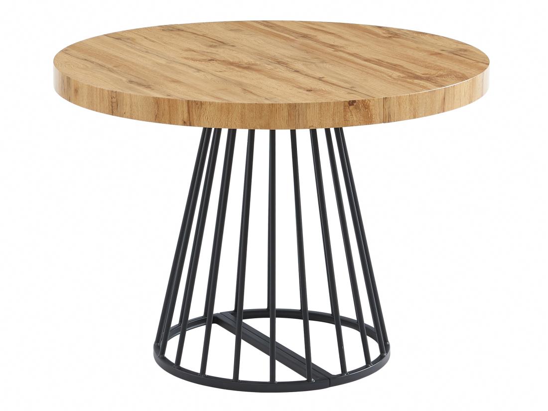 Vente Unique Table à Manger Extensible 2 à 12 Personnes En MDF Et Acier - Naturel Et Noir - FIRELA