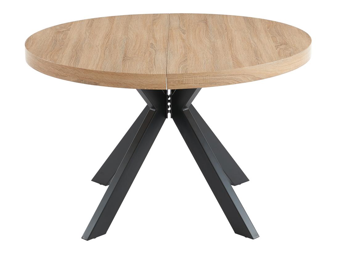 Vente Unique Table à Manger Extensible 4 à 8 Personnes En MDF Et Acier - Naturel Clair Et Noir - KOMONI
