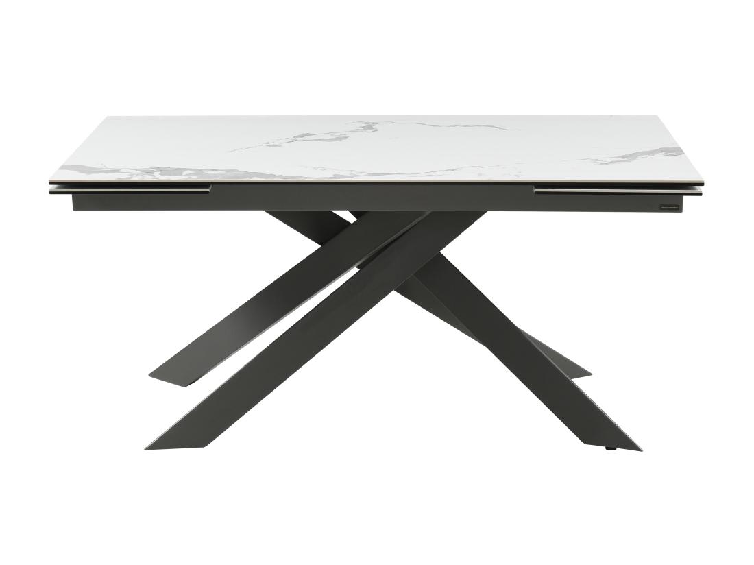 Vente Unique Table à Manger Extensible 6 à 10 Personnes En Céramique Verre Trempé Et Métal - Effet Marbre Blanc Et Anthracite - COREMA De Maison Céphy