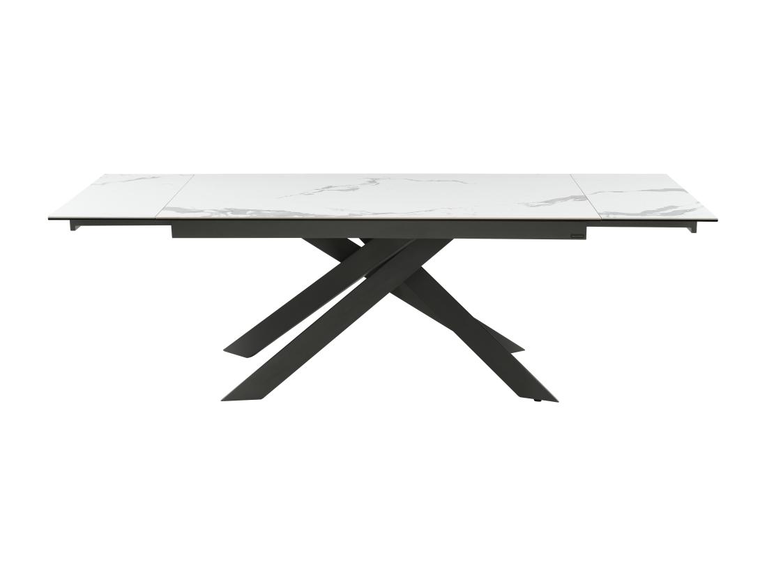 Vente Unique Table à Manger Extensible 6 à 10 Personnes En Céramique Verre Trempé Et Métal - Effet Marbre Blanc Et Anthracite - COREMA De Maison Céphy