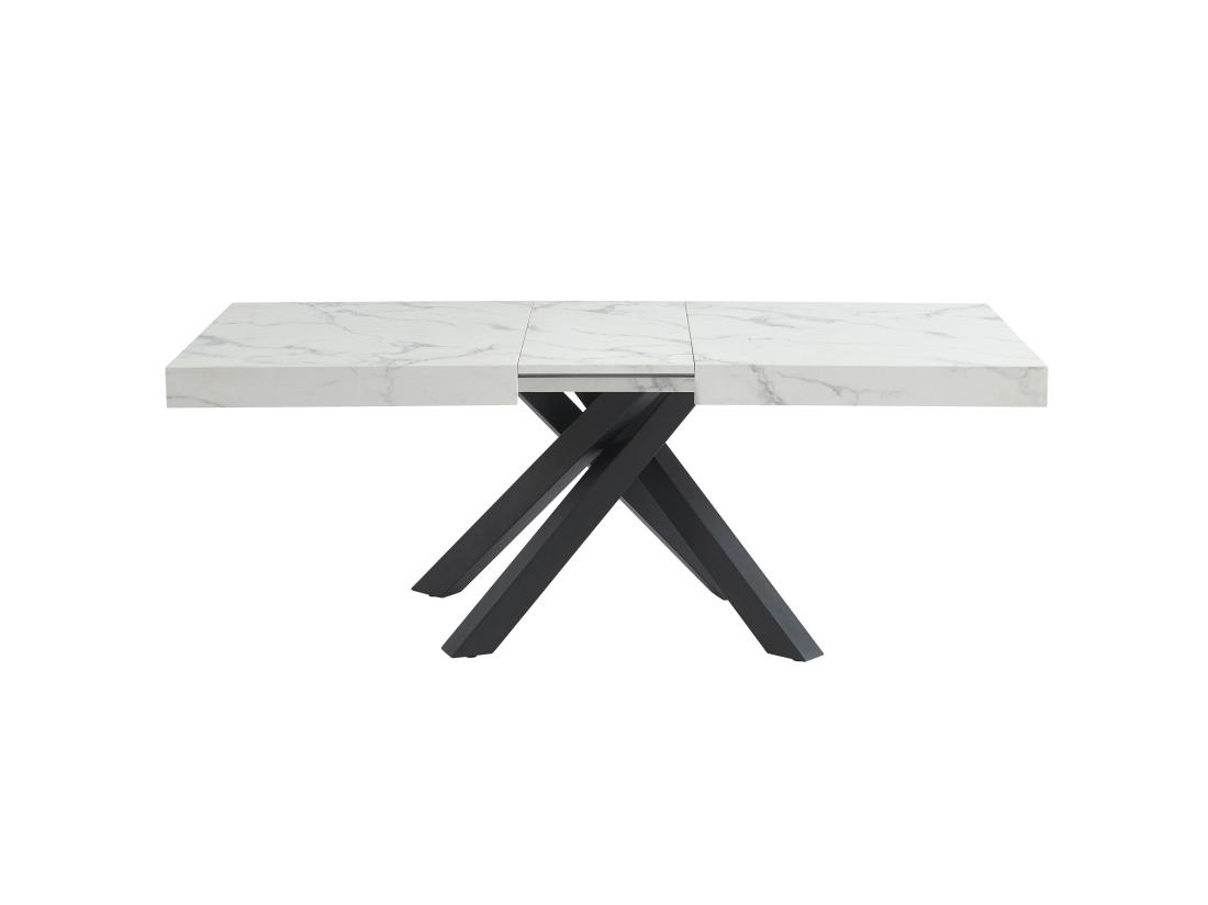 Vente Unique Table à Manger Extensible 6 à 10 Personnes En MDF Et Métal - Effet Marbre Blanc Et Noir - CATONAV
