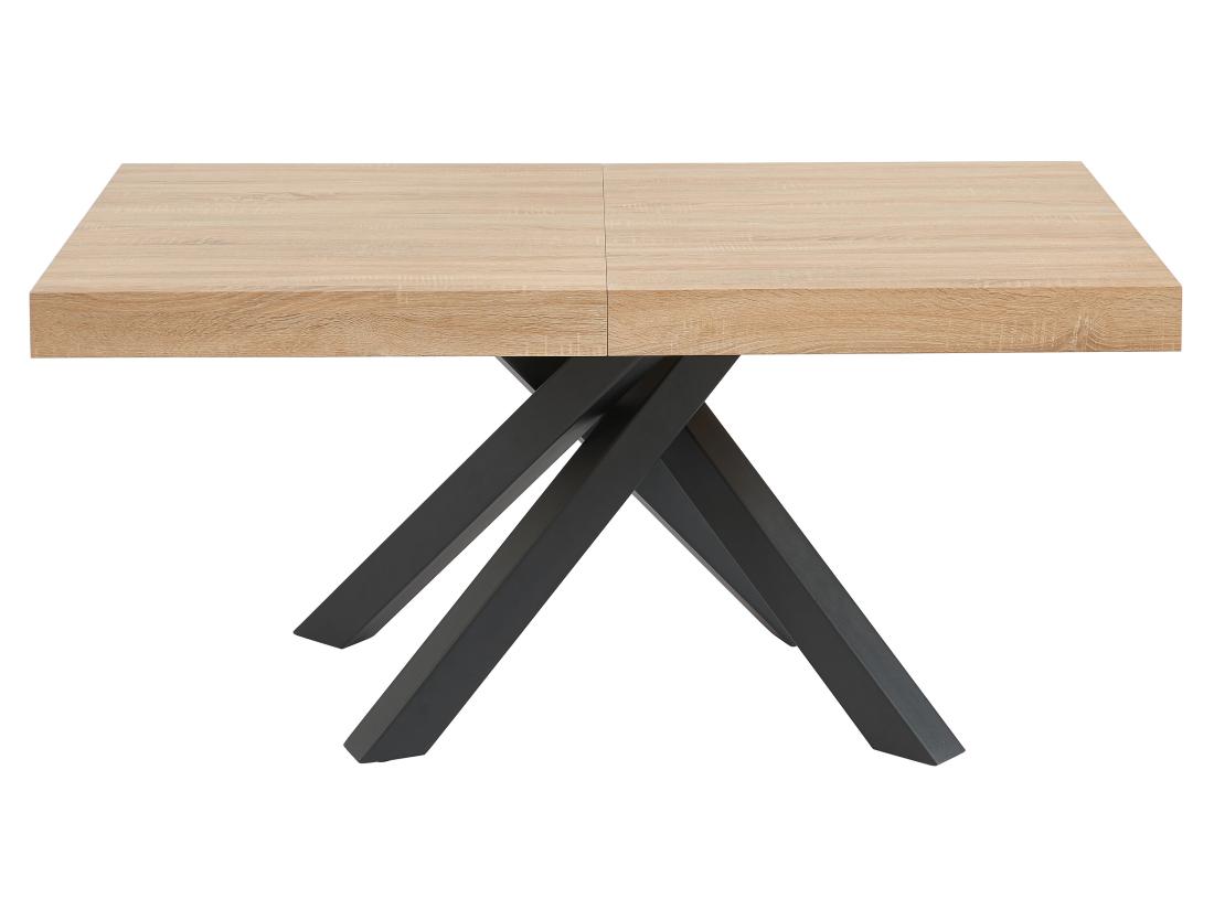 Vente Unique Table à Manger Extensible 6 à 10 Personnes En MDF Et Métal - Naturel Et Noir - CATONAV