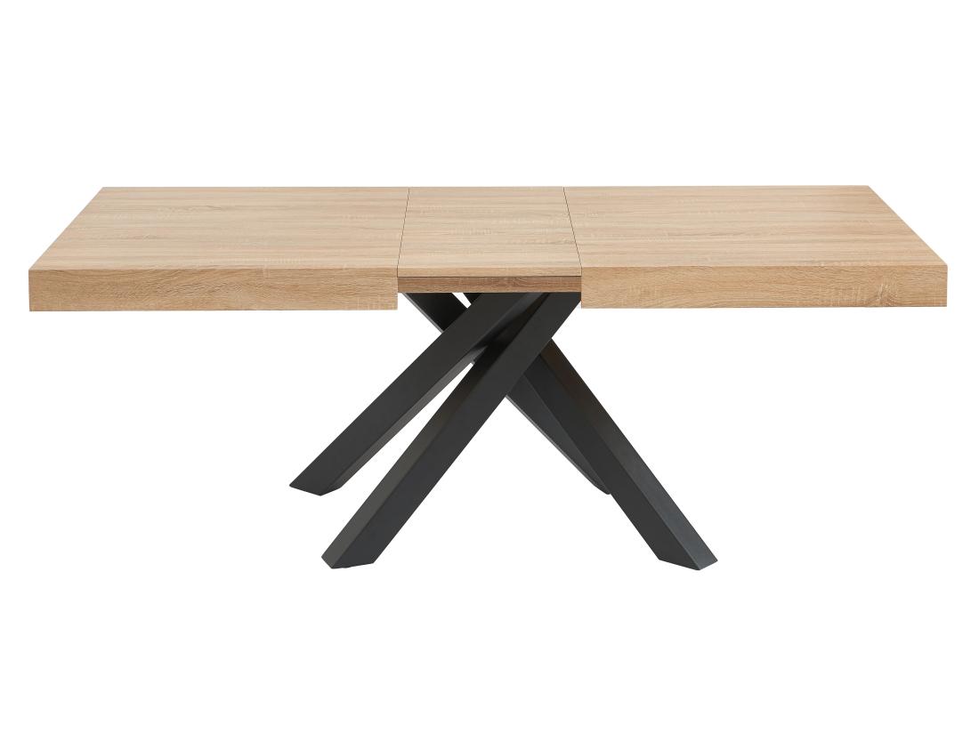 Vente Unique Table à Manger Extensible 6 à 10 Personnes En MDF Et Métal - Naturel Et Noir - CATONAV