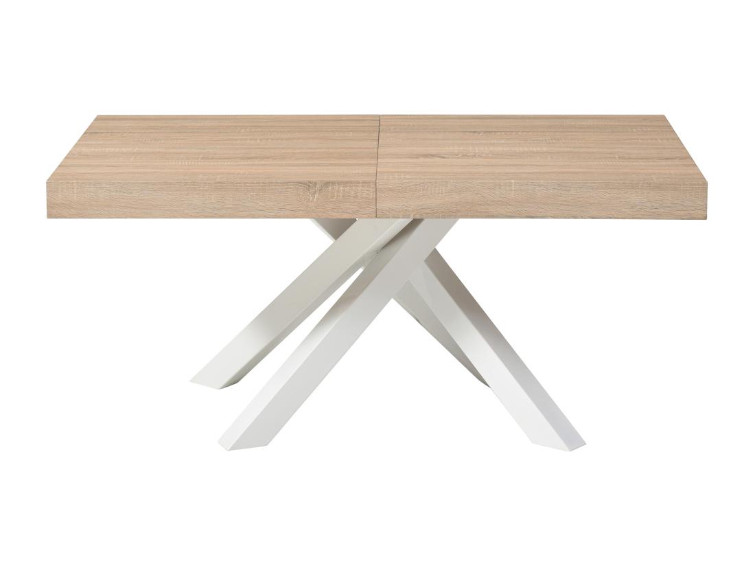 Vente Unique Table à Manger Extensible 6 à 10 Personnes En MDF Et Métal - Naturel Et Blanc - CATONAV