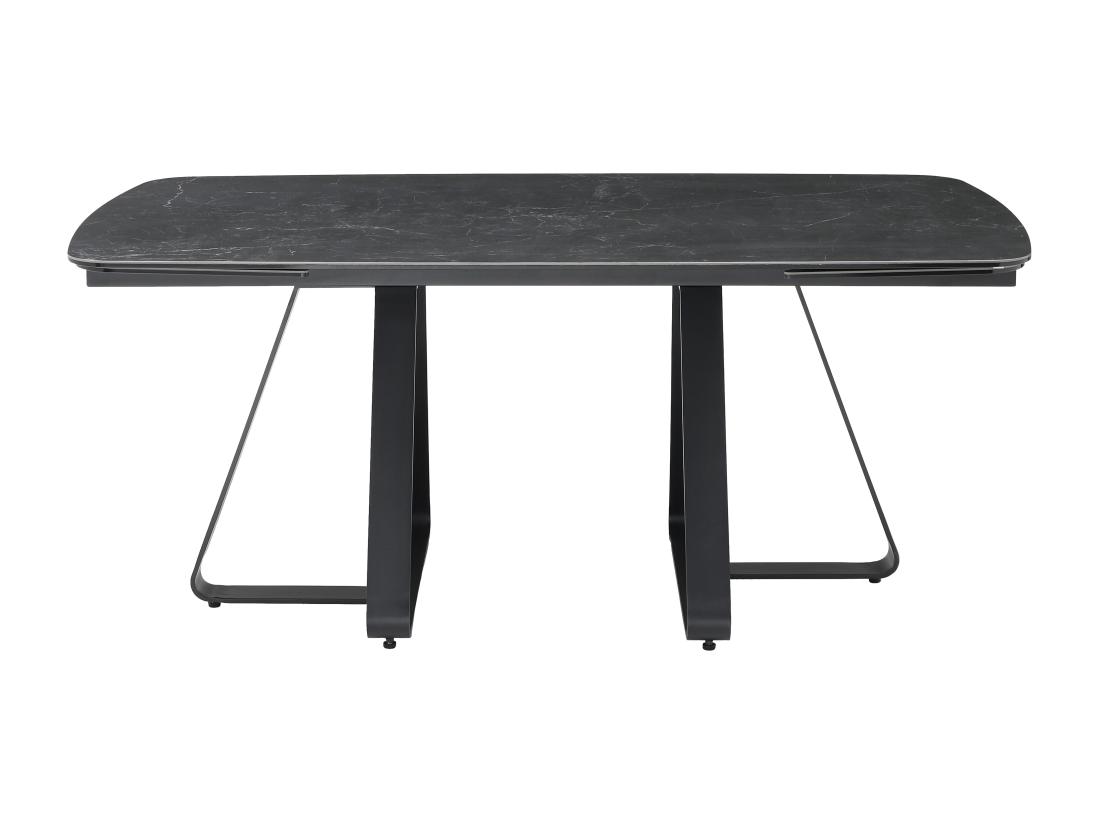 Vente Unique Table à Manger Extensible 6 à 10 Personnes En Verre Trempé Et Céramique - Effet Marbre Noir - MARDONA