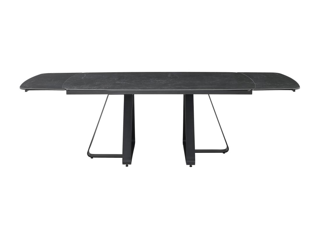 Vente Unique Table à Manger Extensible 6 à 10 Personnes En Verre Trempé Et Céramique - Effet Marbre Noir - MARDONA