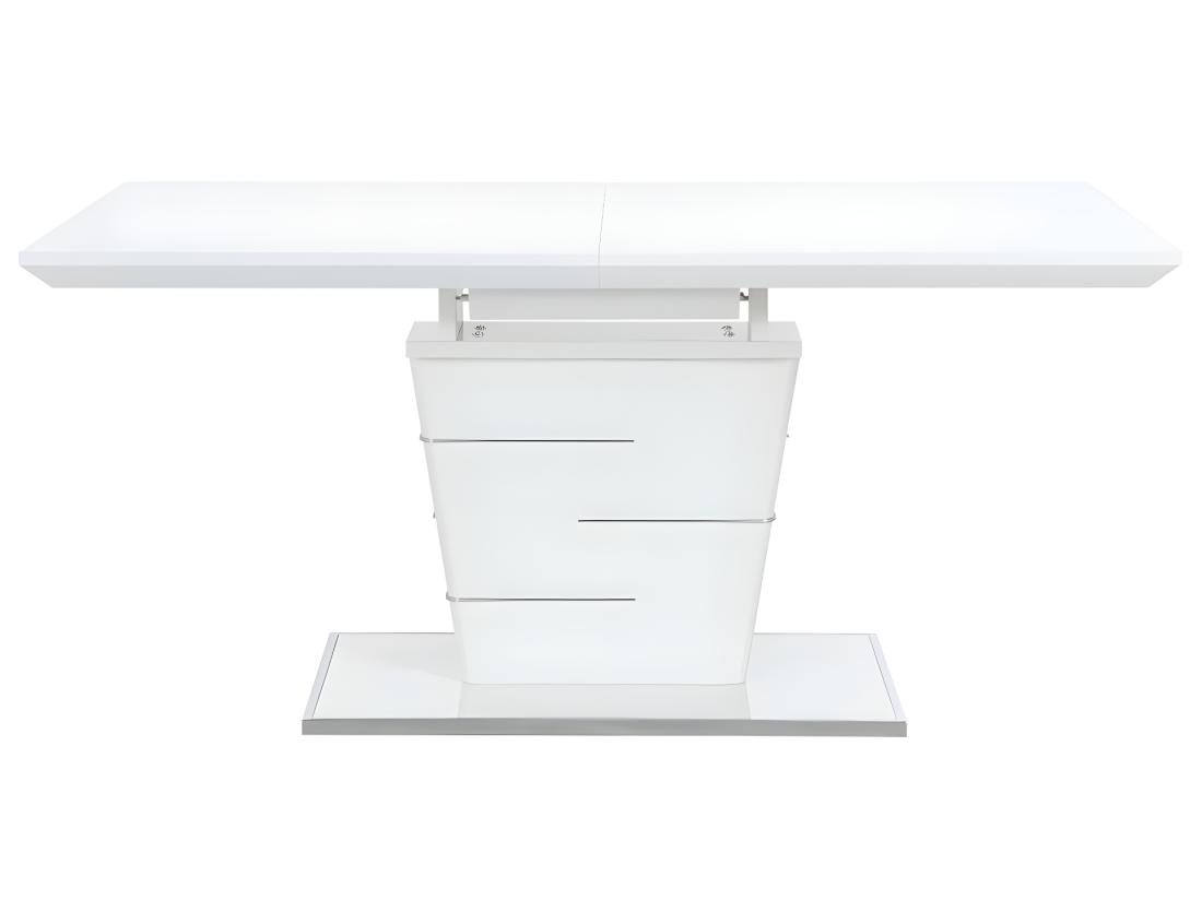 Vente Unique Table à Manger Extensible AMELLE - 6 à 8 Personnes - MDF Laqué Blanc