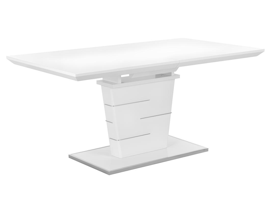 Vente Unique Table à Manger Extensible AMELLE - 6 à 8 Personnes - MDF Laqué Blanc