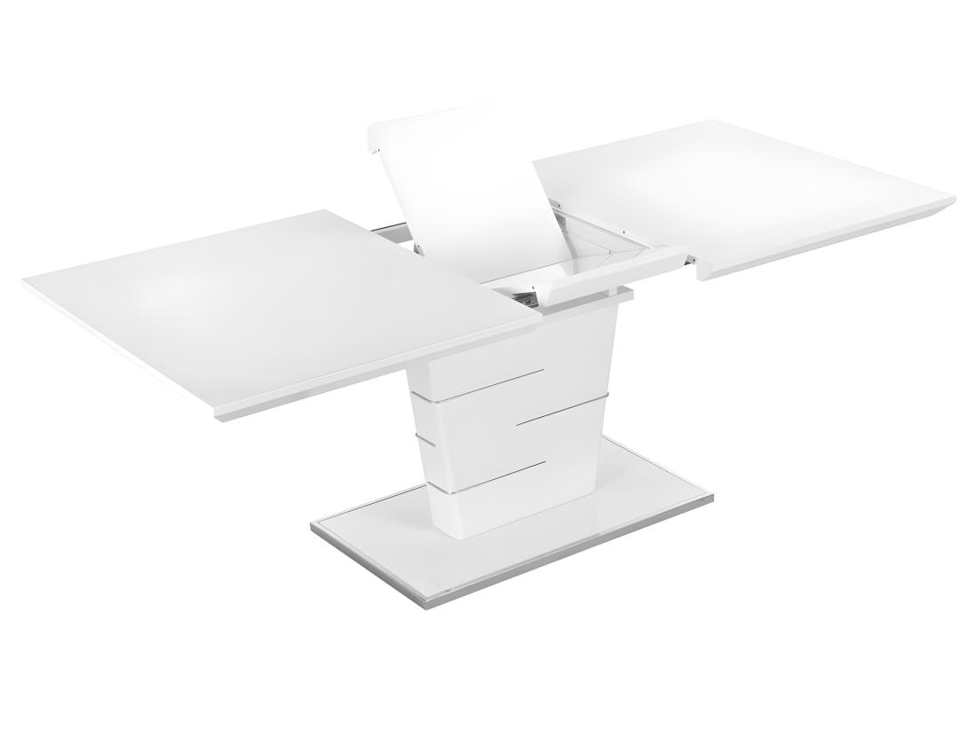 Vente Unique Table à Manger Extensible AMELLE - 6 à 8 Personnes - MDF Laqué Blanc