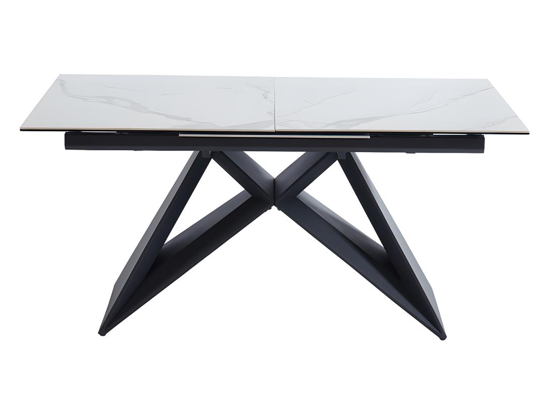 Vente Unique Table à Manger Extensible LIBSY - 6 à 8 Personnes - Céramique Et Métal - Blanc De Maison Céphy