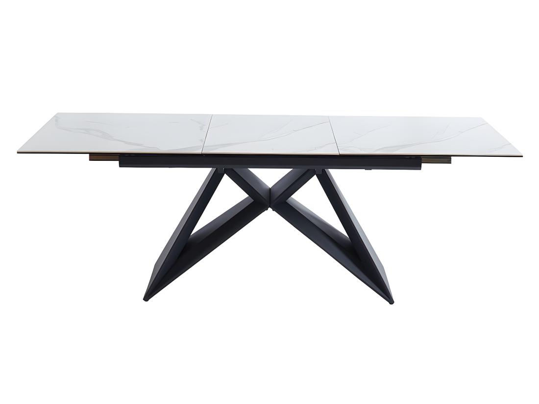 Vente Unique Table à Manger Extensible LIBSY - 6 à 8 Personnes - Céramique Et Métal - Blanc De Maison Céphy