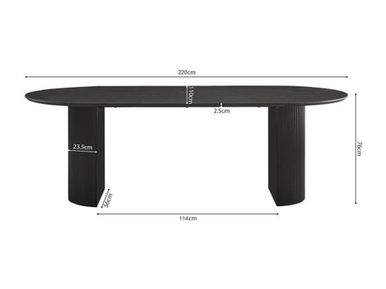 Vente Unique Table à Manger Ovale VAGOS Effet Bois Brun Foncé Longueur 220cm Idéal Pour Une Salle à Manger Conviviale