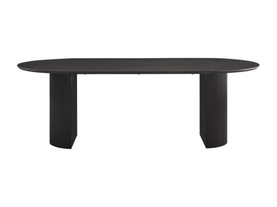 vente unique Table à manger ovale VAGOS effet bois brun foncé longueur 220cm idéal pour une salle à manger conviviale