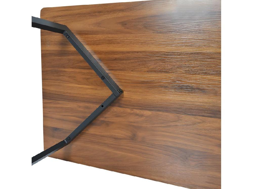 Vente Unique Table à Manger - Plateau En Grain De Bois - Pieds Noirs En Métal- 117x68cm - Marron & Noir