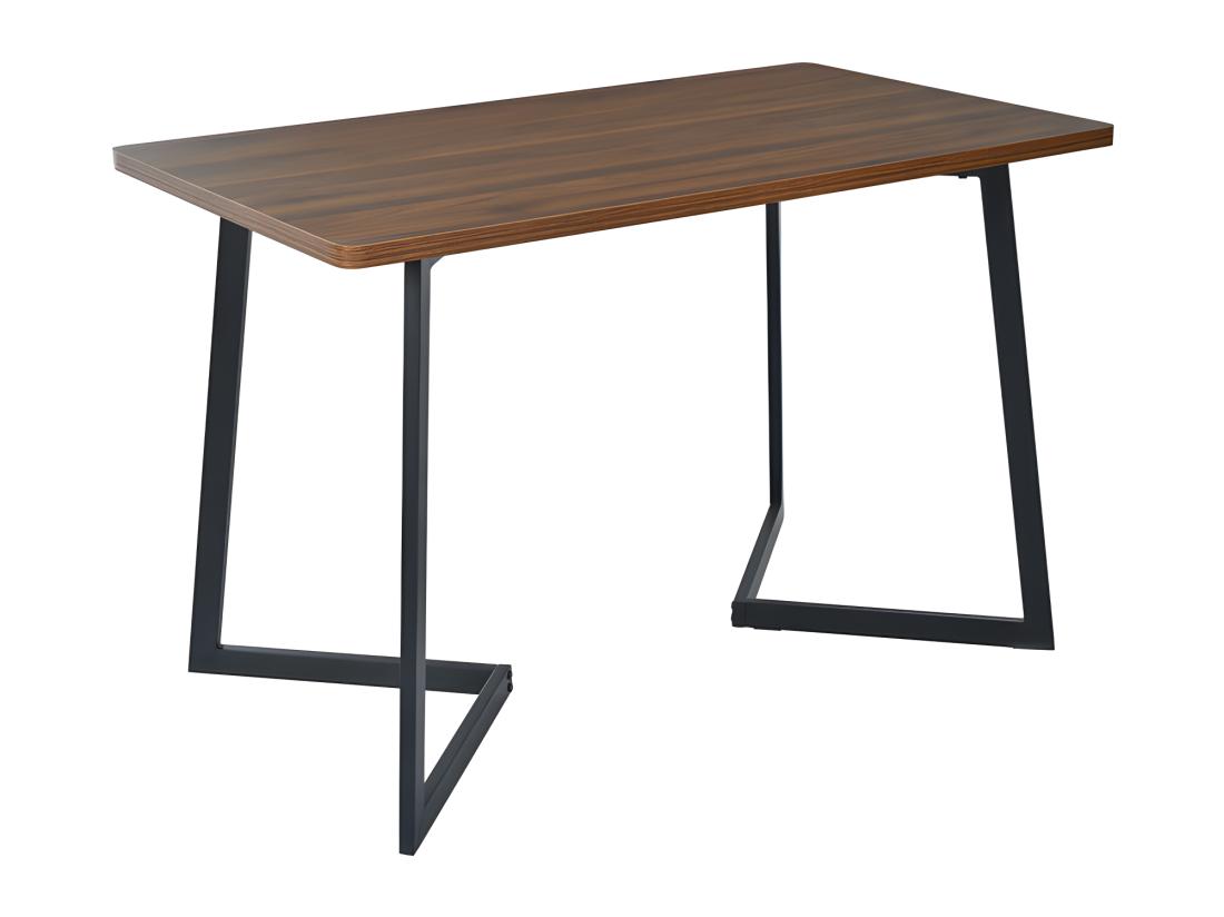 vente unique Table à manger - plateau en grain de bois - pieds noirs en métal- 117x68cm - Marron & Noir