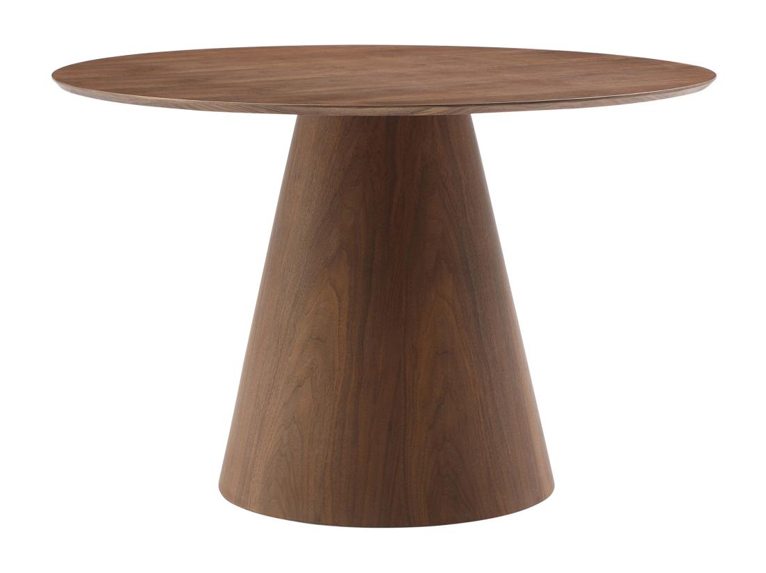 Vente Unique Table à Manger Ronde 4 Personnes Placage Noyer - Naturel Foncé - ANTALIZA