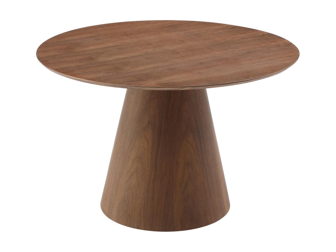 Vente Unique Table à Manger Ronde 4 Personnes Placage Noyer - Naturel Foncé - ANTALIZA