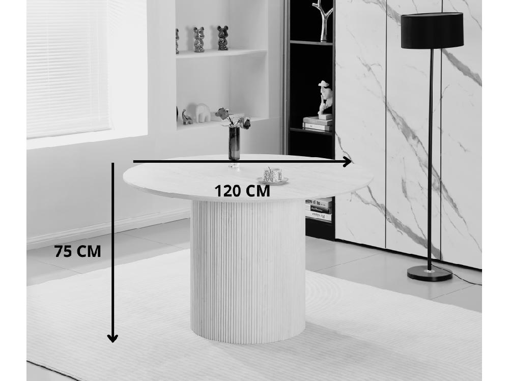 Vente Unique Table à Manger Ronde En MDF - Effet Bois Chêne Blanc - ESME